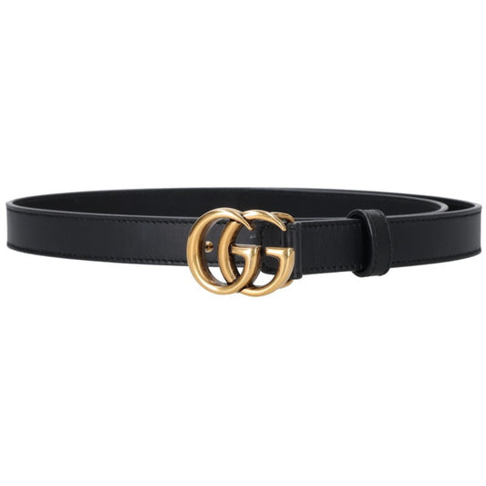 GUCCI GG Logo Slim Leather Belt Black Size 75