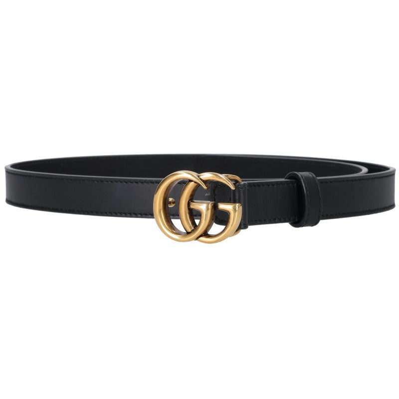 GUCCI GG Logo Slim Leather Belt Black Size 75