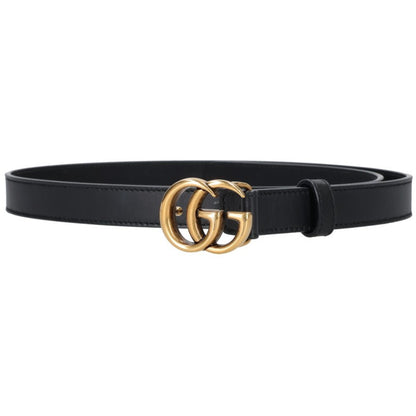 GUCCI GG Logo Slim Leather Belt Black Size 75