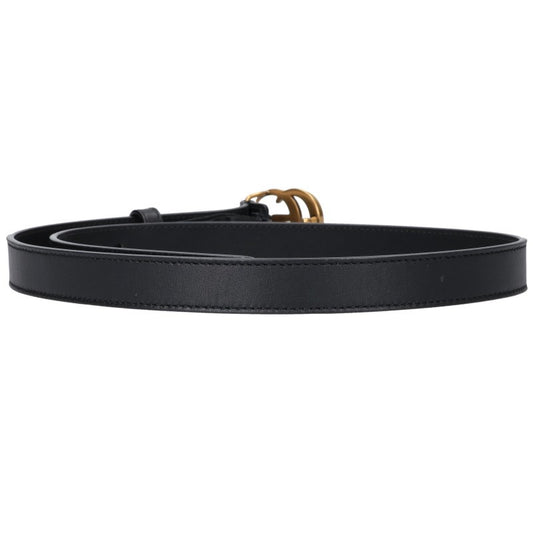 GUCCI GG Logo Slim Leather Belt Black Size 75