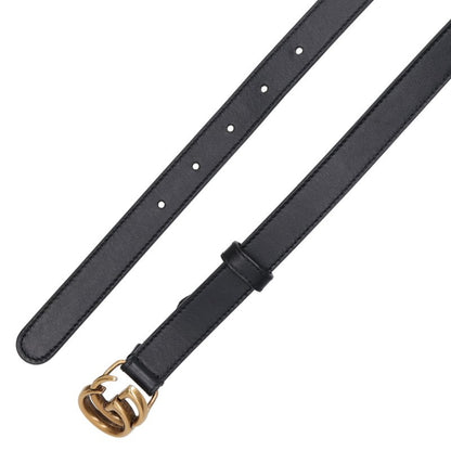 GUCCI GG Logo Slim Leather Belt Black Size 75