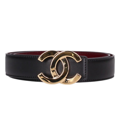 CHANEL CC Mark Reversible Belt Black/Bordeaux Size 95