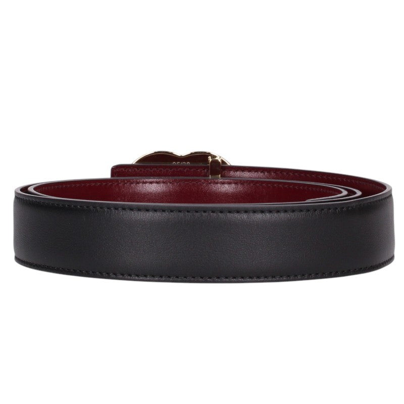 CHANEL CC Mark Reversible Belt Black/Bordeaux Size 95