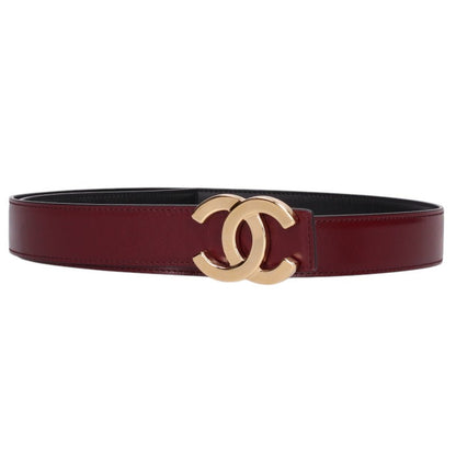 CHANEL CC Mark Reversible Belt Black/Bordeaux Size 95