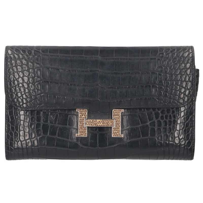 HERMES Constance Long Alligator Mat Wallet Size ONE SIZE