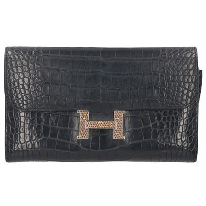 HERMES Constance Long Alligator Mat Wallet Size ONE SIZE