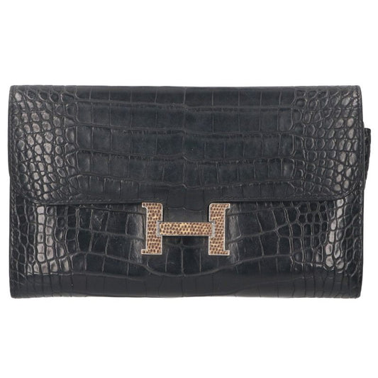 HERMES Constance Long Alligator Mat Wallet Size ONE SIZE