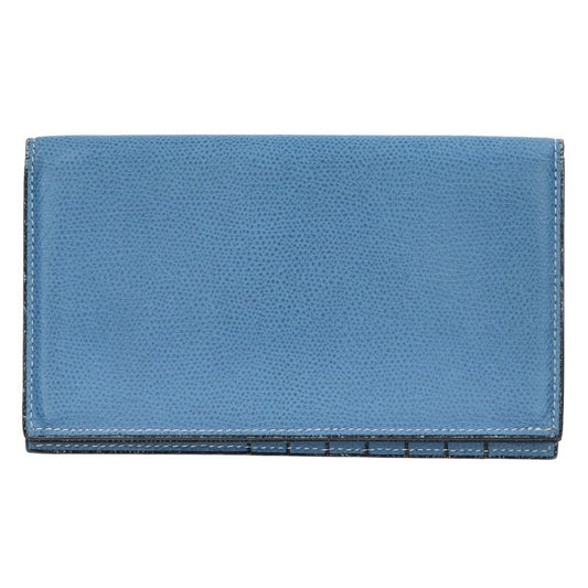 Valextra Vertical 14 Card Long Wallet Blue Size ONE SIZE