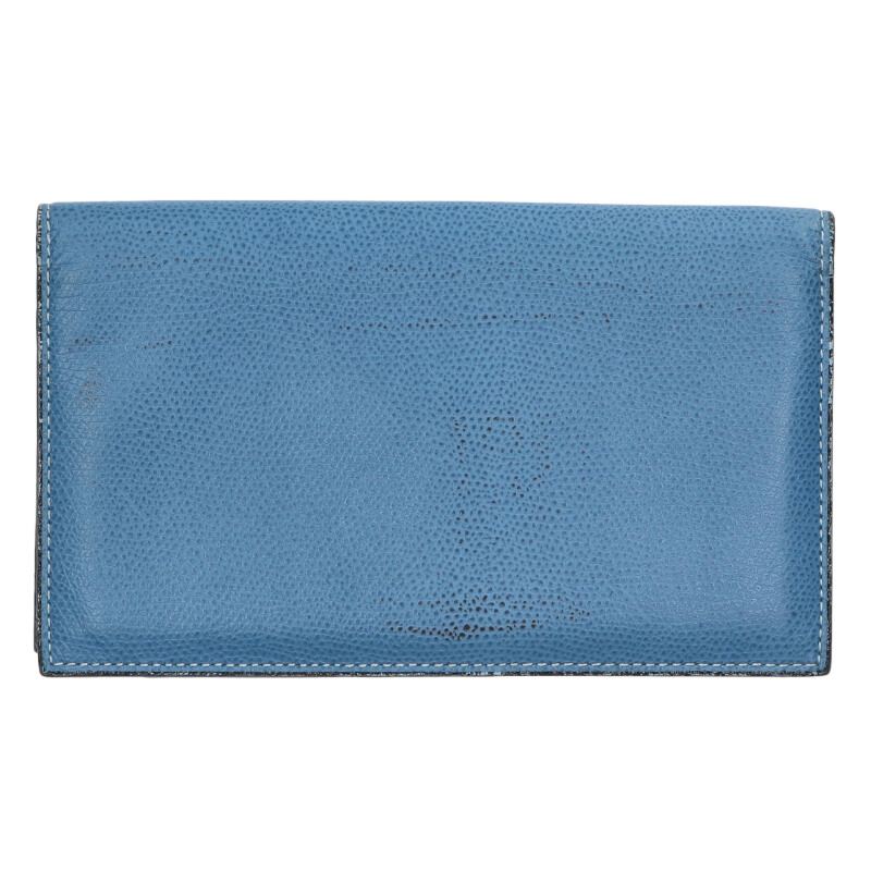 Valextra Vertical 14 Card Long Wallet Blue Size ONE SIZE