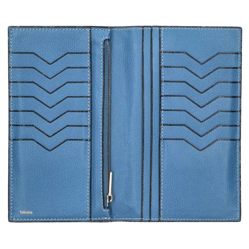 Valextra Vertical 14 Card Long Wallet Blue Size ONE SIZE