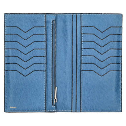 Valextra Vertical 14 Card Long Wallet Blue Size ONE SIZE