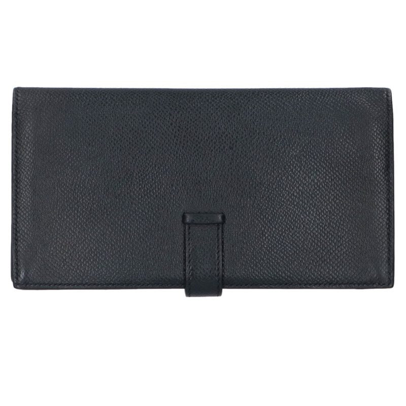 HERMES Bearn Soufflet Veau Epsom Wallet Black Size ONE SIZE