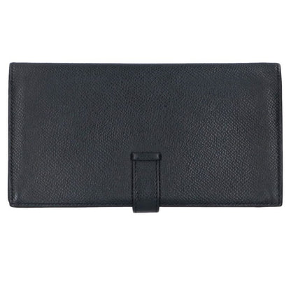 HERMES Bearn Soufflet Veau Epsom Wallet Black Size ONE SIZE