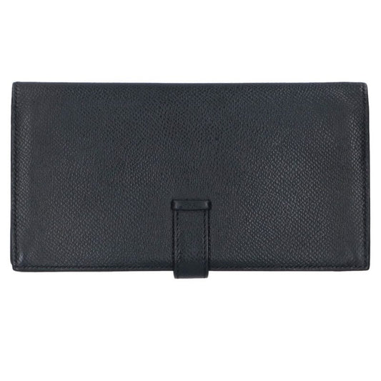 HERMES Bearn Soufflet Veau Epsom Wallet Black Size ONE SIZE