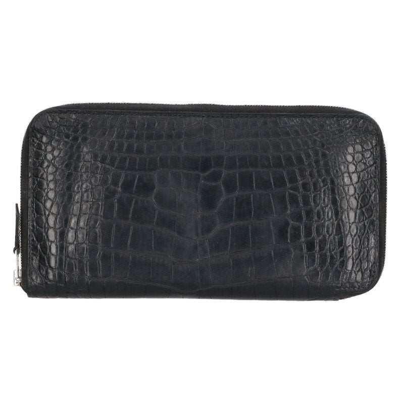 HERMES Azap Long Alligator Mat Wallet Noir Size ONE SIZE