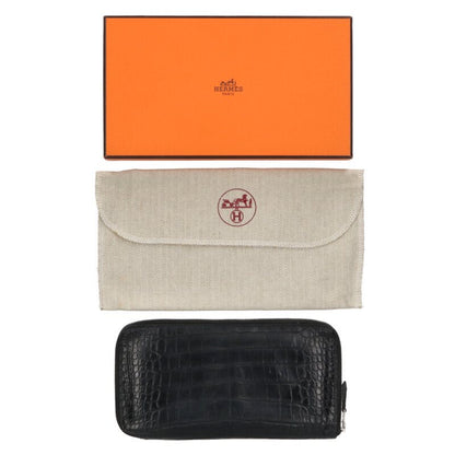 HERMES Azap Long Alligator Mat Wallet Noir Size ONE SIZE