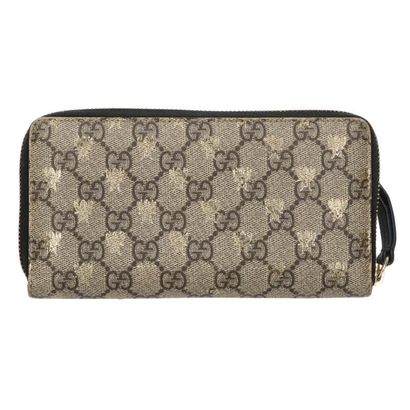 GUCCI GG Supreme Bee Zip Around Wallet Size ONE SIZE