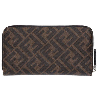 FENDI Brown Zucca Round Zip Wallet Size ONE SIZE
