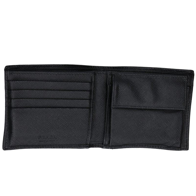 PRADA Saffiano Leather Triangle Wallet Black Size ONE SIZE