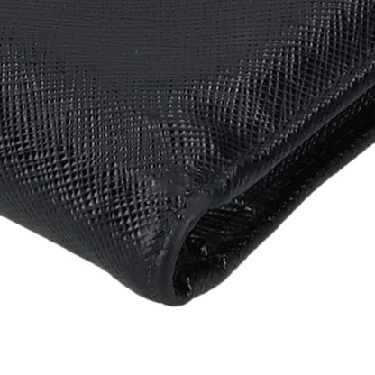 PRADA Saffiano Leather Triangle Wallet Black Size ONE SIZE