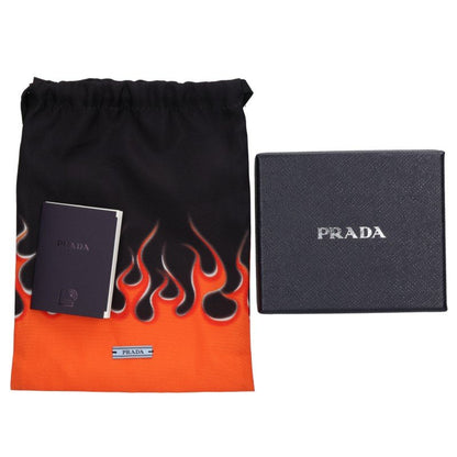PRADA Saffiano Leather Triangle Wallet Black Size ONE SIZE