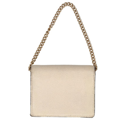 GUCCI Zumi Mini Chain Bi-fold Wallet White Gold
