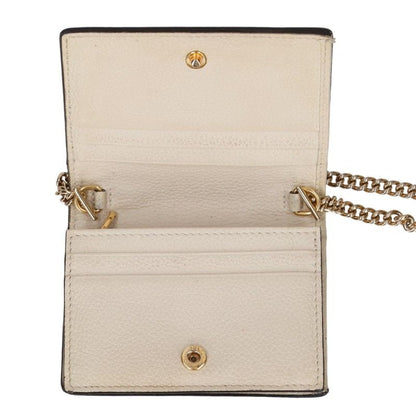 GUCCI Zumi Mini Chain Bi-fold Wallet White Gold