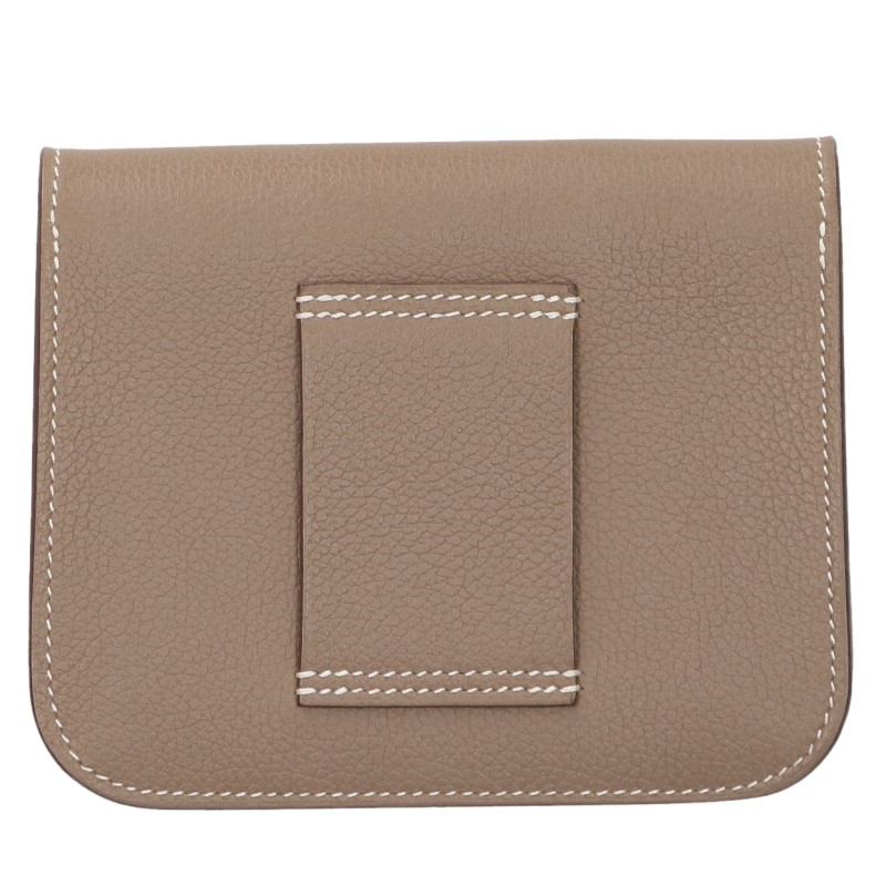 HERMES Constance Slim Etoupe Leather Wallet Gold HW