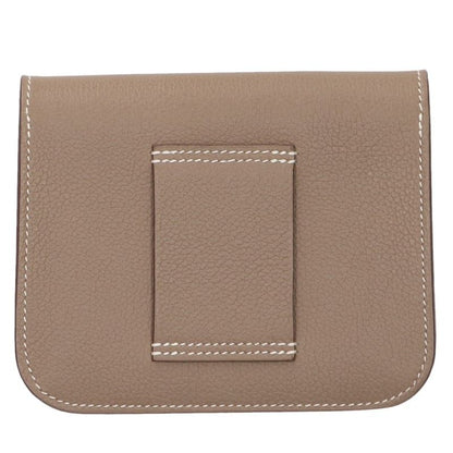 HERMES Constance Slim Etoupe Leather Wallet Gold HW