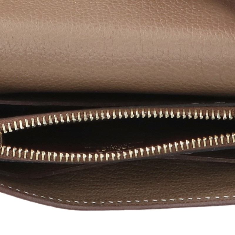 HERMES Constance Slim Etoupe Leather Wallet Gold HW
