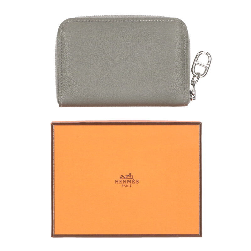 HERMES Zipengo Evercolor Silver HW Coin Case Size ONE SIZE