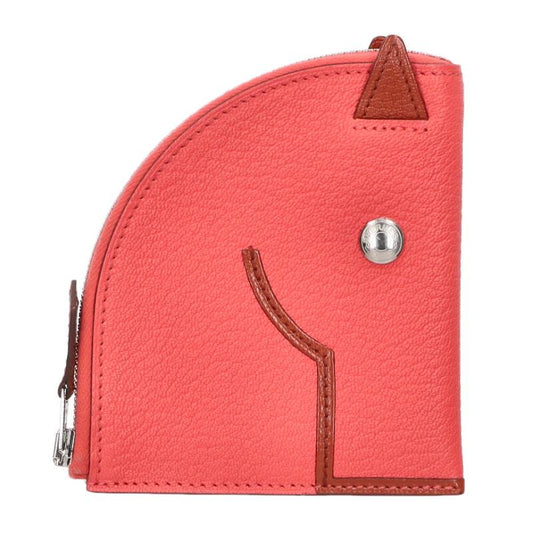 HERMES Paddock Leather Coin Case Pink/Brown Size ONE SIZE