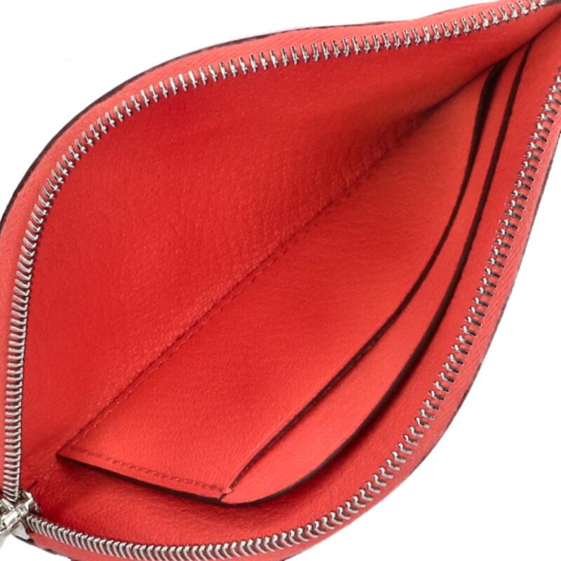 HERMES Paddock Leather Coin Case Pink/Brown Size ONE SIZE