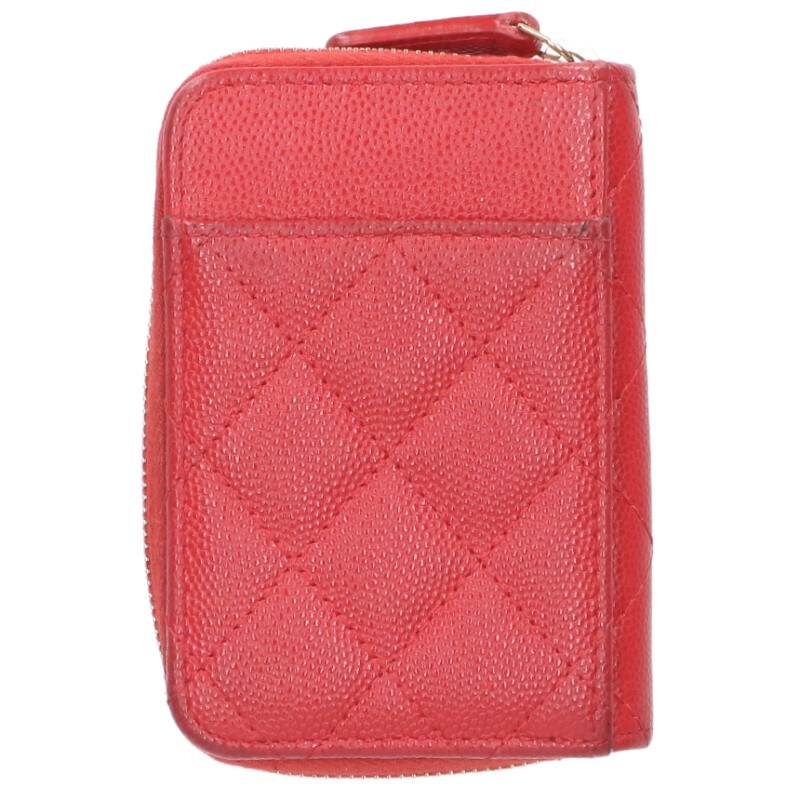 CHANEL CC Caviar Skin Coin Case Red Size ONE SIZE