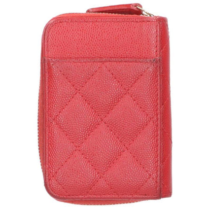 CHANEL CC Caviar Skin Coin Case Red Size ONE SIZE