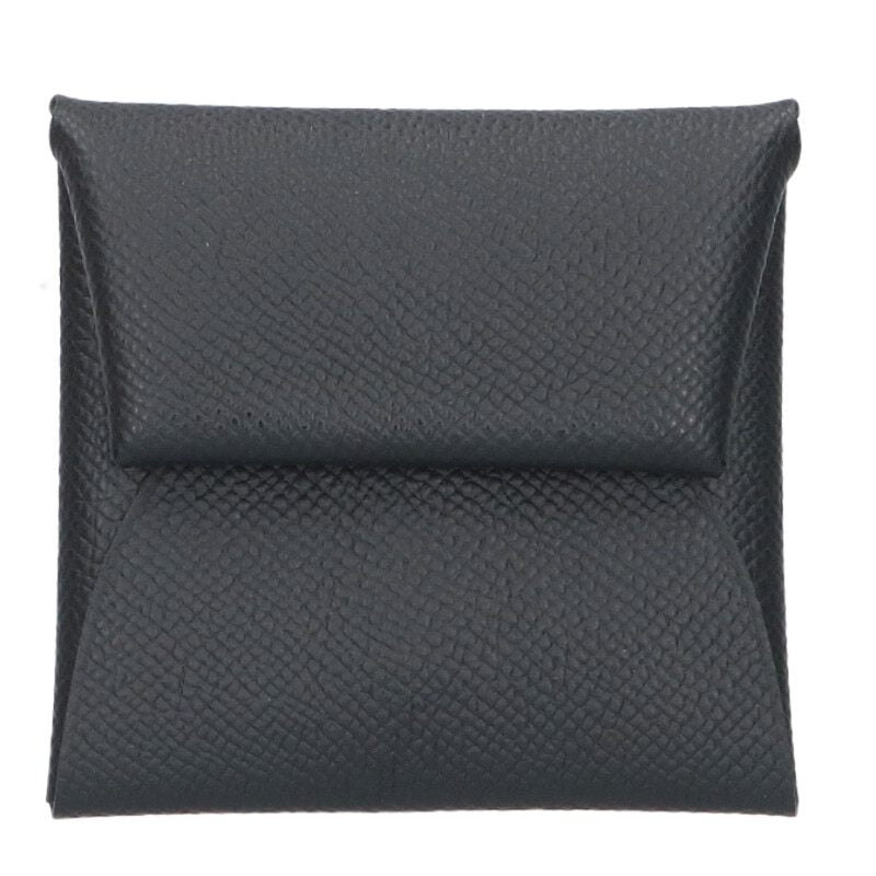 HERMES Bastia Epsom Leather Coin Case Black Size ONE SIZE