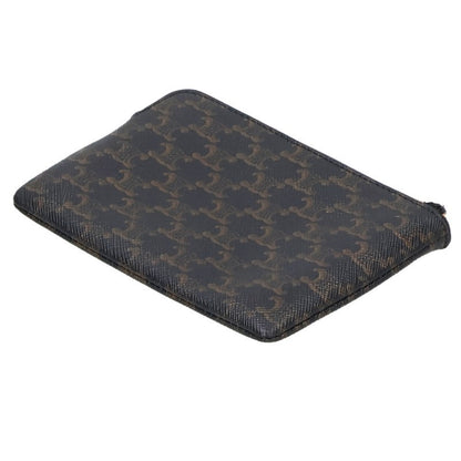 CELINE Triomphe Logo Print Coin Wallet Brown Size ONE SIZE