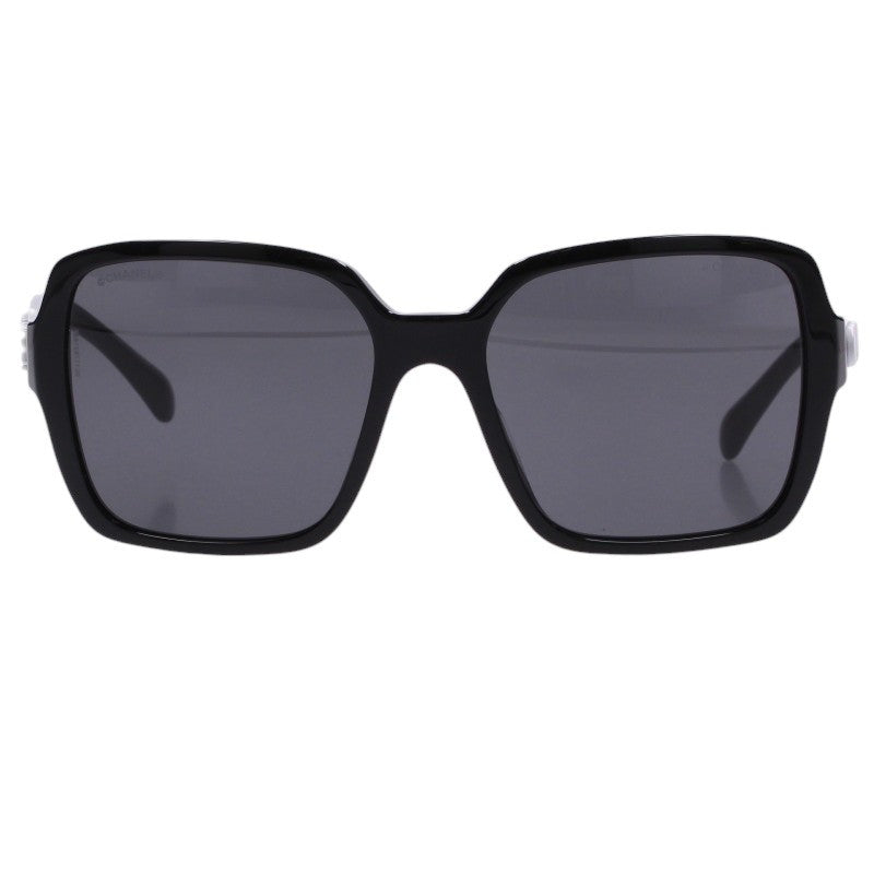 CHANEL 5408-A Logo Frame Sunglasses Black Size 56