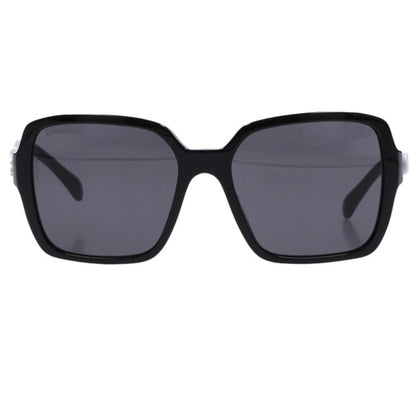 CHANEL 5408-A Logo Frame Sunglasses Black Size 56