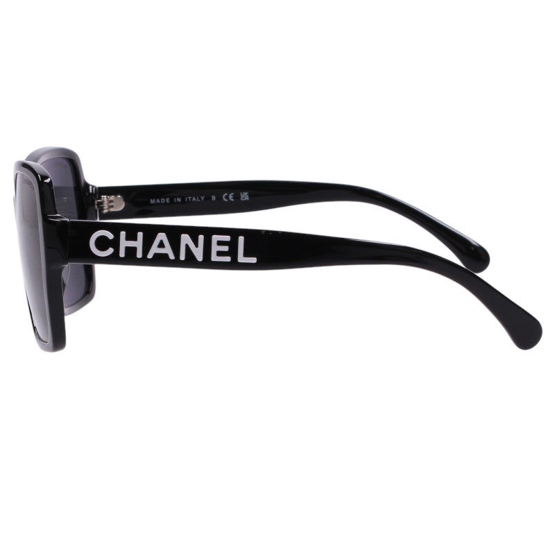 CHANEL 5408-A Logo Frame Sunglasses Black Size 56
