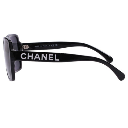 CHANEL 5408-A Logo Frame Sunglasses Black Size 56