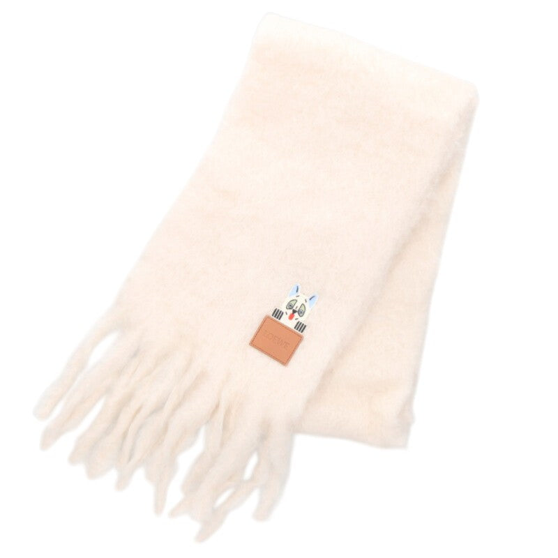 LOEWE Louis Wain Logo Patch Mohair Scarf White Size ONE SIZE