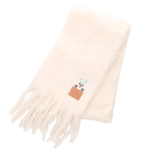 LOEWE Louis Wain Logo Patch Mohair Scarf White Size ONE SIZE