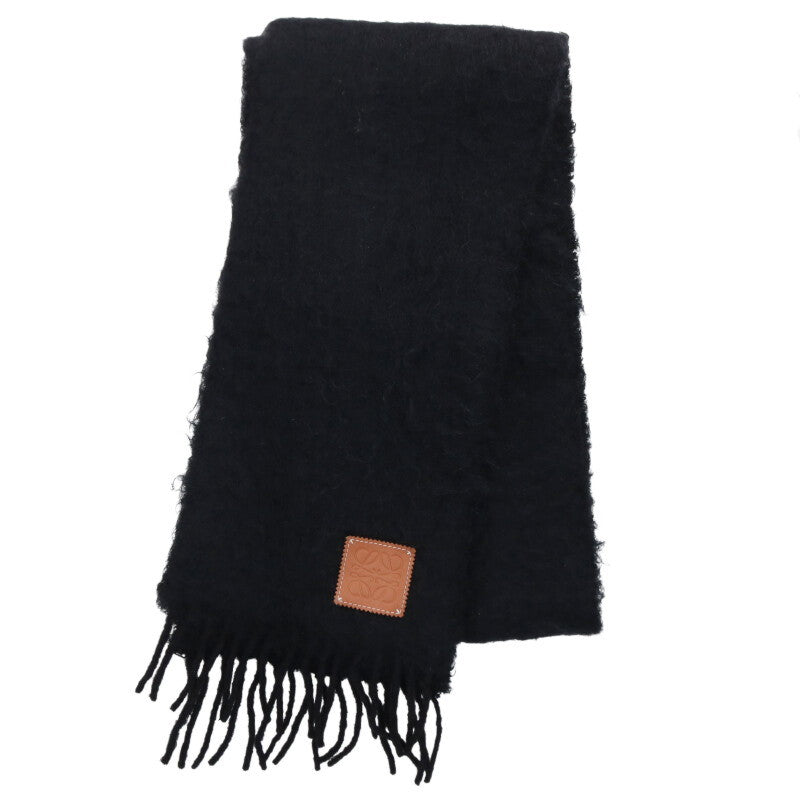 LOEWE Logo Patch Mohair Blend Scarf Black Size ONE SIZE