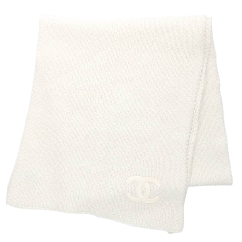 CHANEL Coco Mark Embroidered Cashmere Scarf Size ONE SIZE