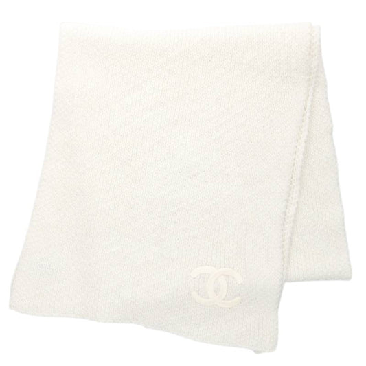 CHANEL Coco Mark Embroidered Cashmere Scarf Size ONE SIZE