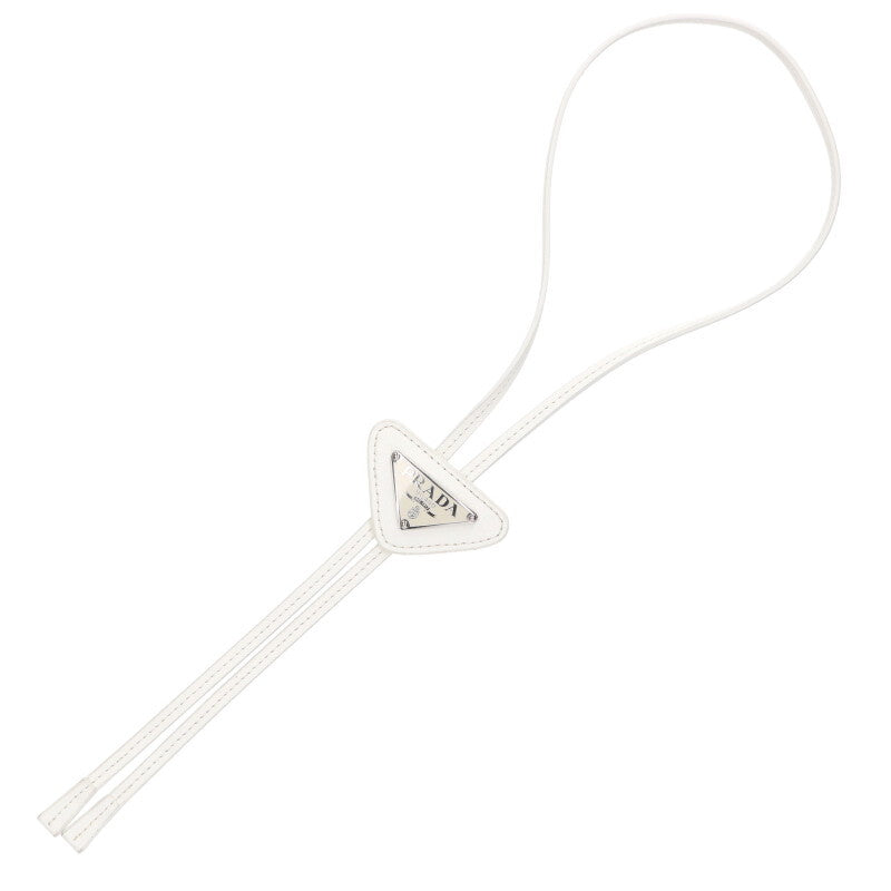 PRADA Triangle Logo Plate Bolo Tie White