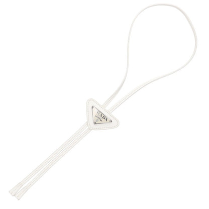 PRADA Triangle Logo Plate Bolo Tie White