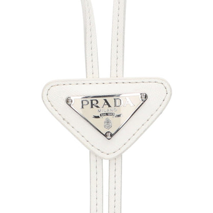 PRADA Triangle Logo Plate Bolo Tie White