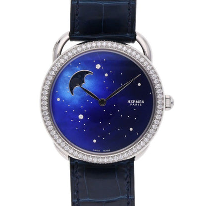 HERMES Arceau Petite Lune GM Diamond Bezel Watch Size 38MM